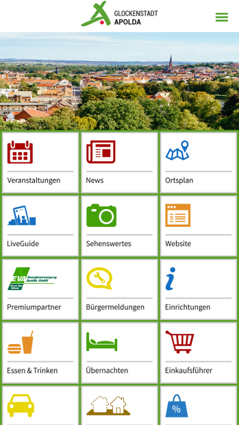 Screenshot: Apolda App Startseite