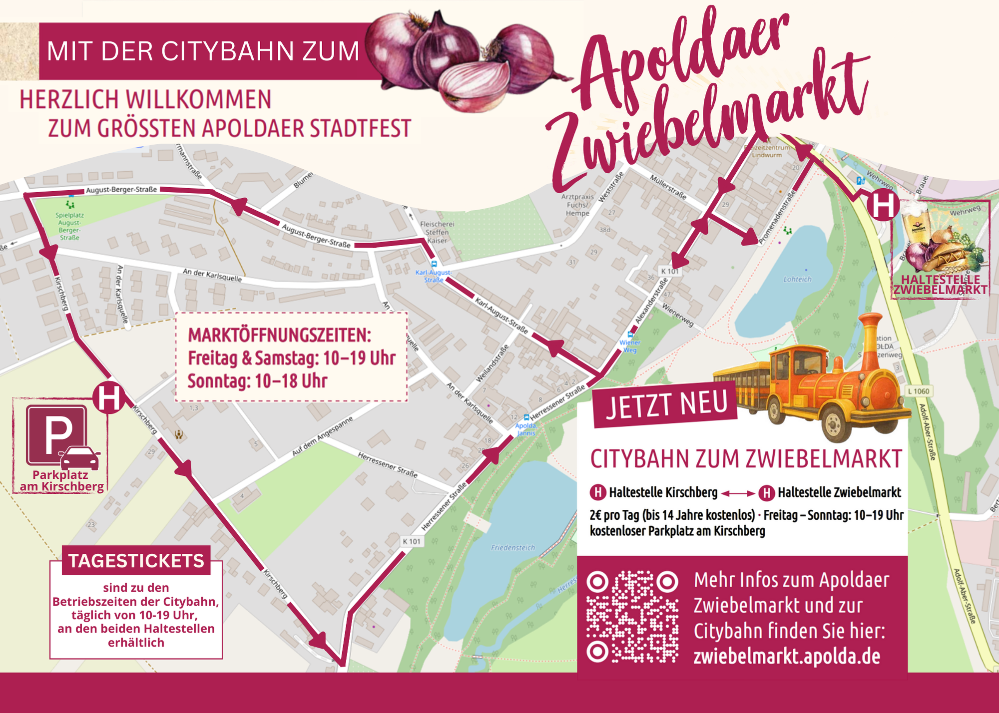 Streckenfahrkarte Citybahn zum Zwiebelmarkt
