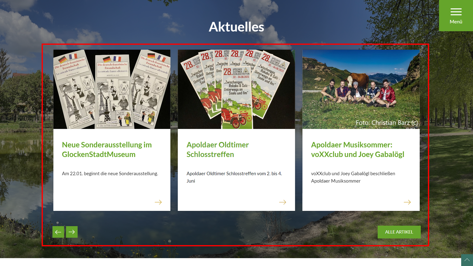 Aktuelles auf der Startseite