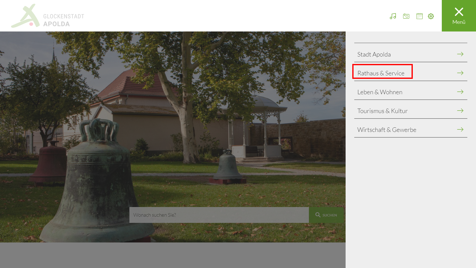 Ausklappmenü Rathaus
