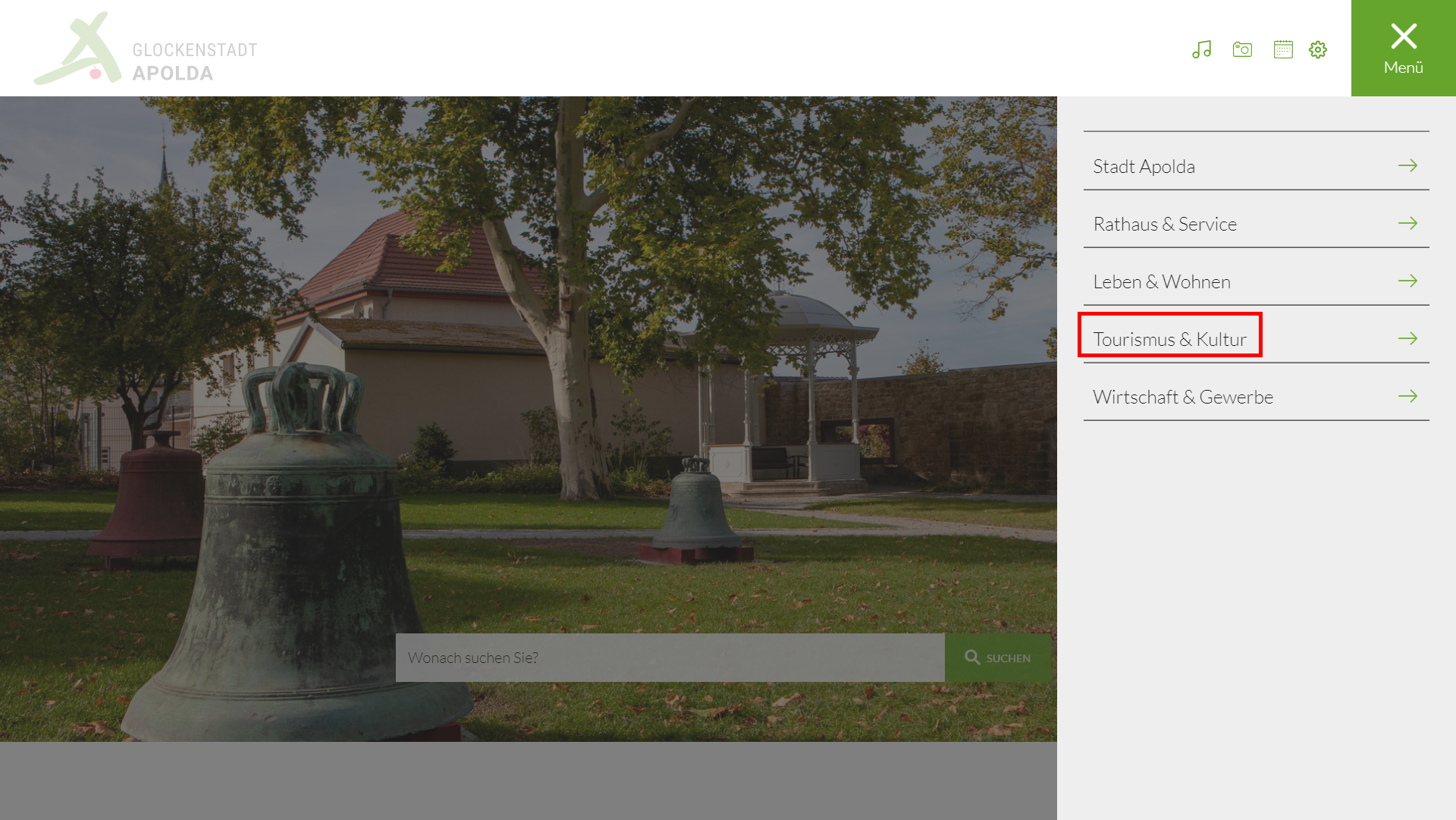 Ausklappmenü Tourismus